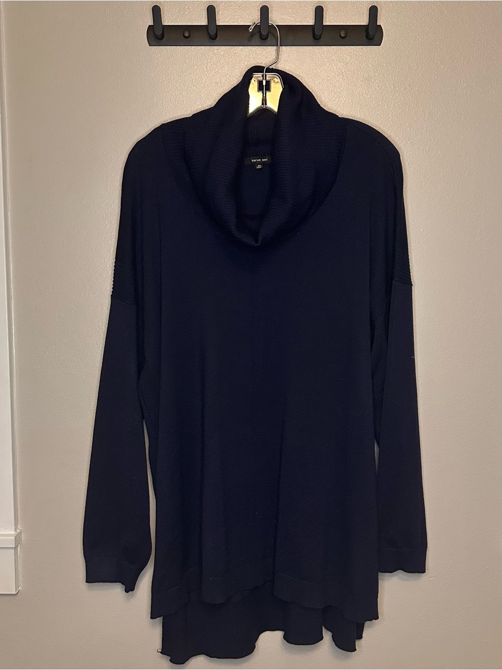 Verve Ami Navy Cowl Neck Tunic Sweater